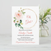 Blush Pink Floral Baby Dusche Einladung (Stehend Vorderseite)