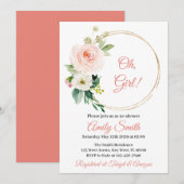 Blush Pink Floral Baby Dusche Einladung (Vorne/Hinten)