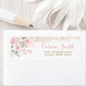 Blush Pink Floral Baby Dusche Etikett (Insitu)