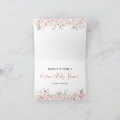 Blush Pink Floral Baby Dusche geklappt Dankeskarte (Innenseite)