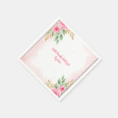 Blush Pink Floral Baby Dusche mit Rose und Gold Serviette (Ecke)