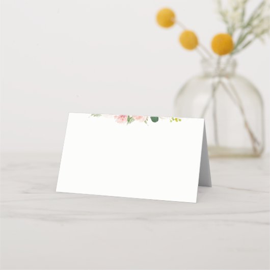 Blush Pink Floral Baby Dusche Platzkarte (Rückseite)