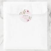 Blush Pink Floral Baby Dusche Runder Aufkleber (Tasche)