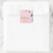 Blush Pink Floral Baby Dusche Vielen Dank für Ihre Quadratischer Aufkleber (Tasche)