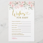 Blush Pink Floral Baby Dusche Wünsche für Baby (Vorderseite)