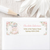 Blush Pink Floral Baby Elephant Rücksendeadresse (Insitu)