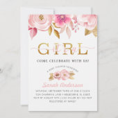 Blush Pink Floral Baby Girl Dusche Einladung (Vorderseite)