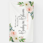 Blush Pink Floral Baby in Bloom Baby Dusche Banner (Vertikal)