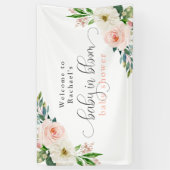 Blush Pink Floral Baby in Bloom Baby Dusche Banner (Vertikal)