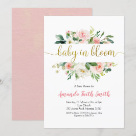 Blush Pink Floral Baby in Bloom Baby Dusche Einladung