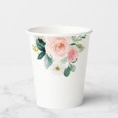 Blush Pink Floral Baby in Bloom Baby Dusche Pappbecher (Rückseite)