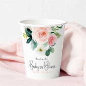 Blush Pink Floral Baby in Bloom Baby Dusche Pappbecher