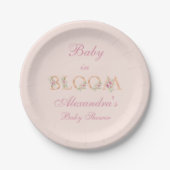 Blush Pink Floral Baby in Bloom Baby Dusche Pappteller (Vorderseite)