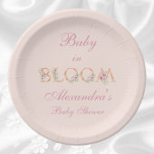 Blush Pink Floral Baby in Bloom Baby Dusche Pappteller