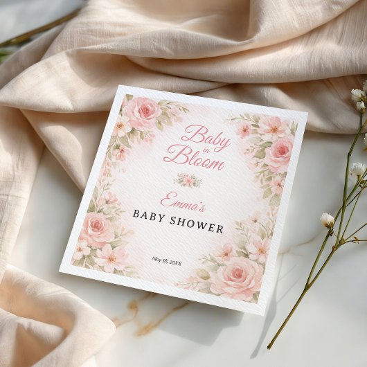 Blush Pink Floral Baby in Bloom Garden Serviette