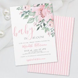 Blush Pink Floral Baby in Bloom Girl Shower Einladung