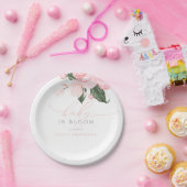 Blush Pink Floral Baby in Bloom Girl's Baby Shower Pappteller (Party)