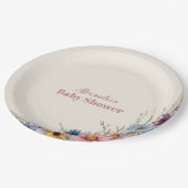 Blush Pink Floral Baby in Bloom Pappteller (Schrägansicht)