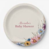 Blush Pink Floral Baby in Bloom Pappteller (Vorderseite)