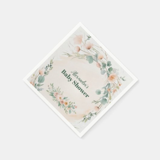 Blush Pink Floral Baby in Bloom Serviette (Ecke)