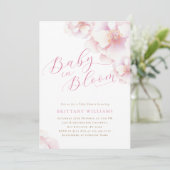 Blush Pink Floral Baby in Blütendusche Einladung (Stehend Vorderseite)