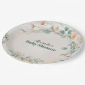 Blush Pink Floral Baby in Blütendusche Pappteller (Schrägansicht)