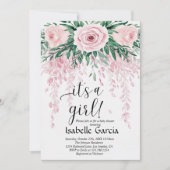 Blush Pink Floral Baby in Blütenduschmädchen Einladung (Vorderseite)