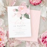 Blush Pink Floral Baby in Blütenduschmädchen Einladung<br><div class="desc">Diese Baby Dusche Einladung beinhaltet "baby in bloom" in schicke Typografie,  die Skript- und Slab-Serif-Schriftart kombiniert. Oben sind die Blume in Rosa mit den grünen Blätter.</div>