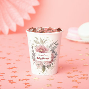 Blush Pink Floral Baby in Blütenduschmädchen Pappbecher