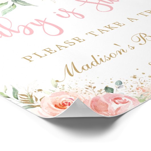 Blush Pink Floral Baby ist Sweet Leckerei Baby Dus Poster (Ecke)
