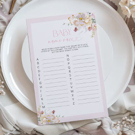 Blush Pink Floral Baby Name Race Spiel