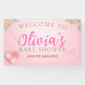 Blush Pink Floral Baby Shower Welcome Banner (Horizontal)