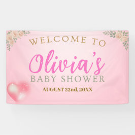 Blush Pink Floral Baby Shower Welcome Banner