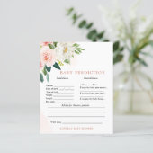 Blush Pink Floral Baby Vorhersagen & Advice Game (Stehend Vorderseite)