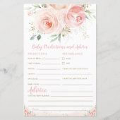 Blush Pink Floral Baby Vorhersagen und Advice Game (Vorderseite)