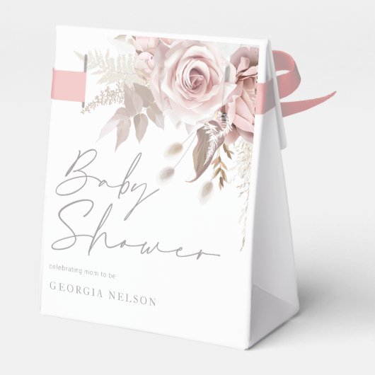Blush Pink Floral Beautiful Baby Shower Geschenkschachtel (Rückseite)