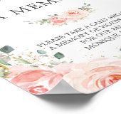 Blush Pink Floral Beerdigung gemeinsame Gedächtnis Poster (Ecke)
