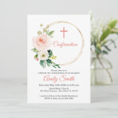 Blush Pink Floral Bestätigung Einladung (Stehend Vorderseite)