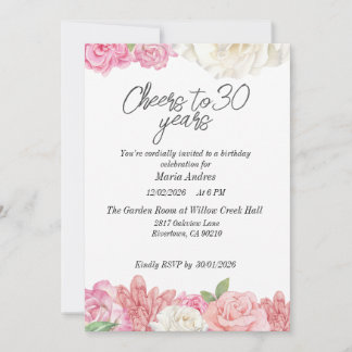 Blush pink floral birthdayEinladung Einladung
