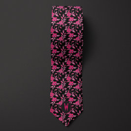 Blush Pink Floral Black Neck Tie Krawatte