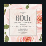 Blush Pink Floral Blätter 60. Geburtstagsfrauen Einladung<br><div class="desc">60. Geburtstagsfeier Einladung für Frauen mit einem prächtigen rot-rosa Aquarell Blumen und grünes Blatt Design. Diese Einladungen sind genau das, was Sie für die Frühlings- oder Sommergeburtsfeier brauchen. Nutzen Sie sie für einen Tee oder ein Party im Garten. Passen Sie Ihre Einladung an, indem Sie die Schriftartes und den Wortlaut...</div>