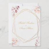 Blush Pink Floral Blätter Goldmuslimische Hochzeit Einladung (Rückseite)