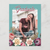 Blush Pink Floral Boho Abschluss Ankündigung Postkarte (Vorderseite)