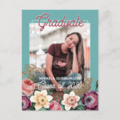 Blush Pink Floral Boho Abschluss Ankündigung Postkarte (Vorderseite)