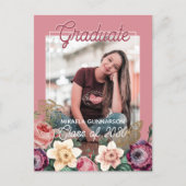 Blush Pink Floral Boho Abschluss Ankündigung Postkarte (Vorderseite)