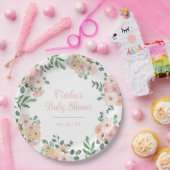 Blush Pink Floral Boho Garden Blume Pappteller (Party)