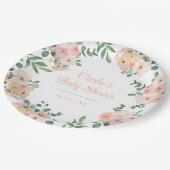 Blush Pink Floral Boho Garden Blume Pappteller (Schrägansicht)
