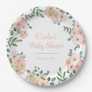 Blush Pink Floral Boho Garden Blume Pappteller