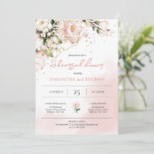 Blush Pink Floral Boho Hochzeit Probe Dinner Einladung (Stehend Vorderseite)