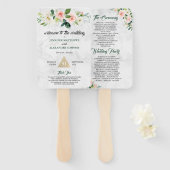 Blush Pink Floral Boho Hochzeitsprogramm Hand Fan Fächer (Vorne und Hinten)